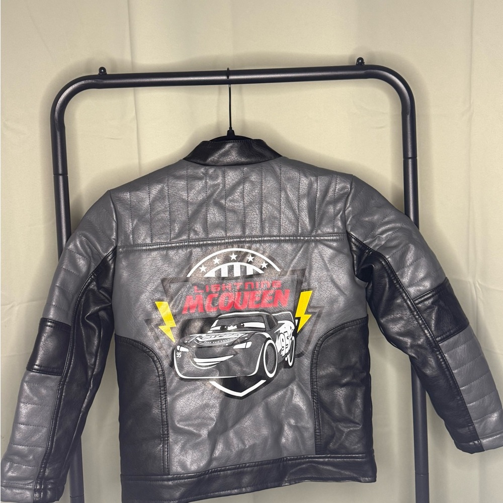 Disney Cars Lightning Mcqueen Leather Jacket Size 5/6 - Picture 2 of 3